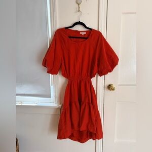 Madewell Seersucker Puff Sleeve Cut-Out Dress